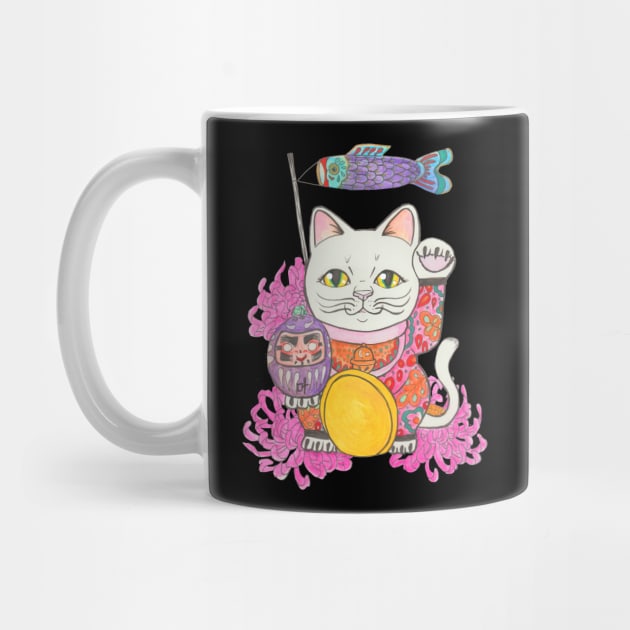 Maneki Neko lucky cat art by JenStedman73